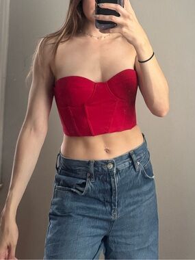 Strapless Red Bustier Crop Top